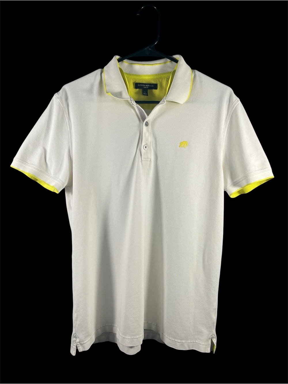 Banana Republic White Polo with Yellow Accents - Men's